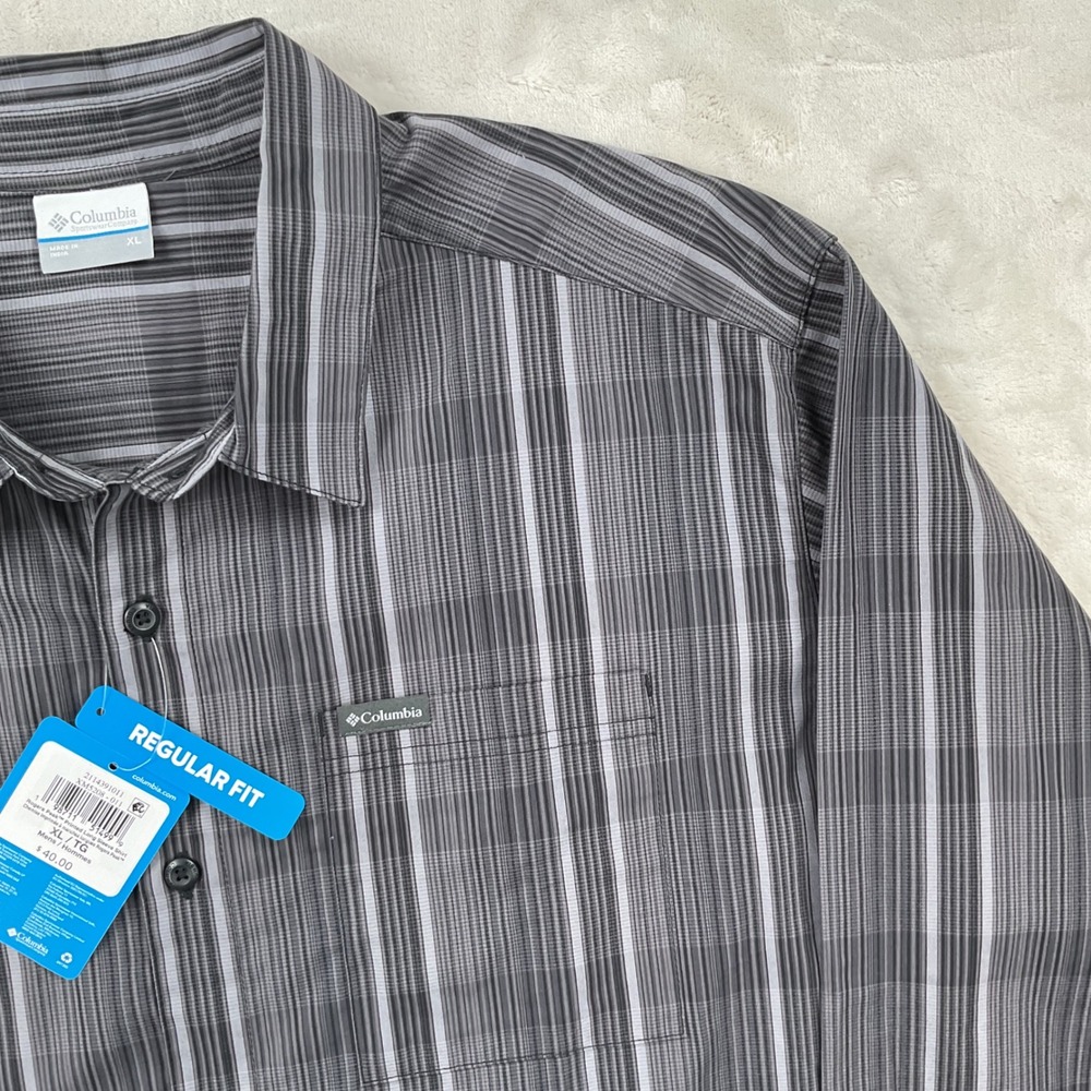Columbia Rogers Peak Printed Long Sleeve Shirt Grey Black Striped XM5208-011 XL - Picture 4 of 10